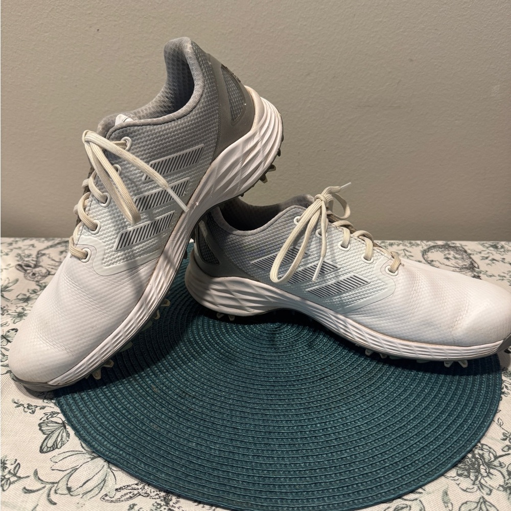Adidas White and Gray Golf Shoes